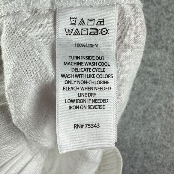 Tahari Pull On Linen Pants Womens M White Wide Leg Elastic Waist Pockets Beach - Picture 13 of 13